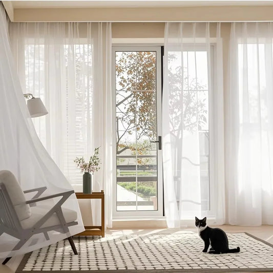 Cortinas traslúcidas blancas a medida – Paneles de ventana que filtran la luz para sala de estar y dormitorio