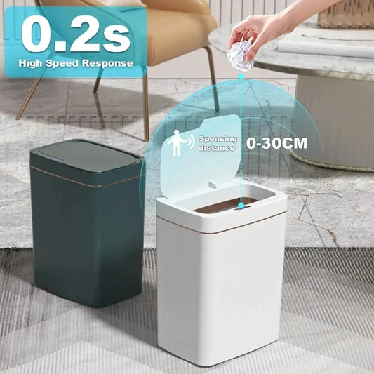 Cubo de Basura Inteligente Automático de 15L – Cubo de Basura con Sensor sin Contacto y Sistema Inteligente de Bolsas para Baño y Hogar