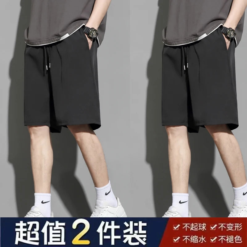 Men's Ice Silk Quick-Dry Beach Shorts – Lightweight Breathable Elastic Waist Casual Summer Shorts
