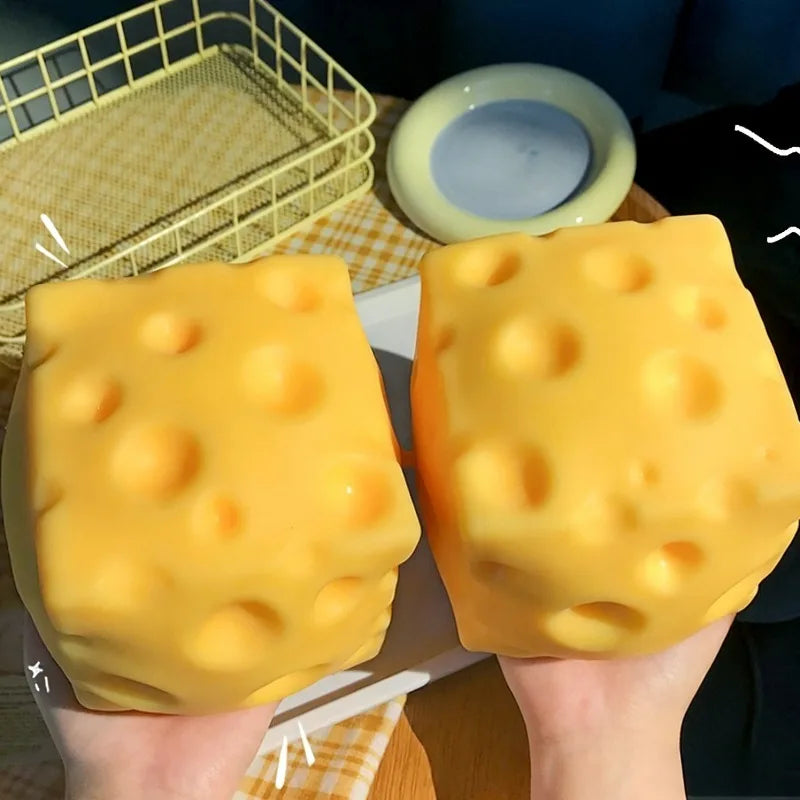 Giant Cheese Squishy Toy – Extra Large Slow Rebound Fidget Stress Relief Squeeze Toy for Adults & Kids