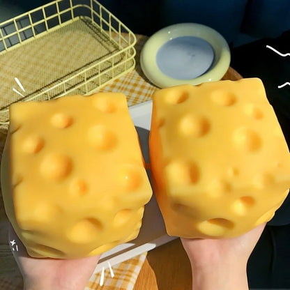 Giant Cheese Squishy Toy – Extra Large Slow Rebound Fidget Stress Relief Squeeze Toy for Adults & Kids
