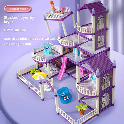 3D DIY Fantasy Princess Castle Villa Assembly Doll House Set – Creative Building Toys for Girls, Home Play & Kids 3D Educational Toy Kit