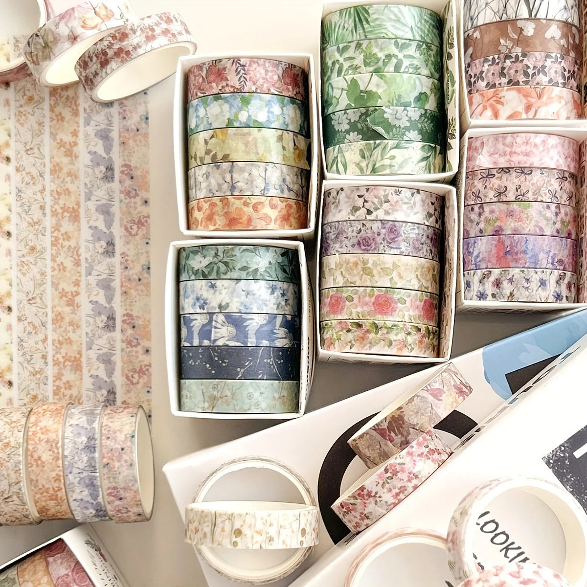 5 Rolls Romantic Flower Washi Tape Set – Cute Floral Decorative Tape for Journaling, Scrapbooking, Diary & Student DIY Crafts