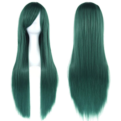 80cm Long Straight Multicolor Heat-Resistant Synthetic Cosplay Wig – Anime Halloween Party Costume Hairpiece