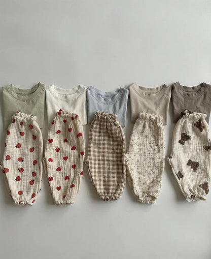 Pantalones de Bebé de Algodón Orgánico – Pantalones Suaves de Muselina Estampados para Recién Nacidos y Niños Pequeños, Parte de Abajo Informal y Adorable para Usar en Primavera, Verano, Otoño e Invierno