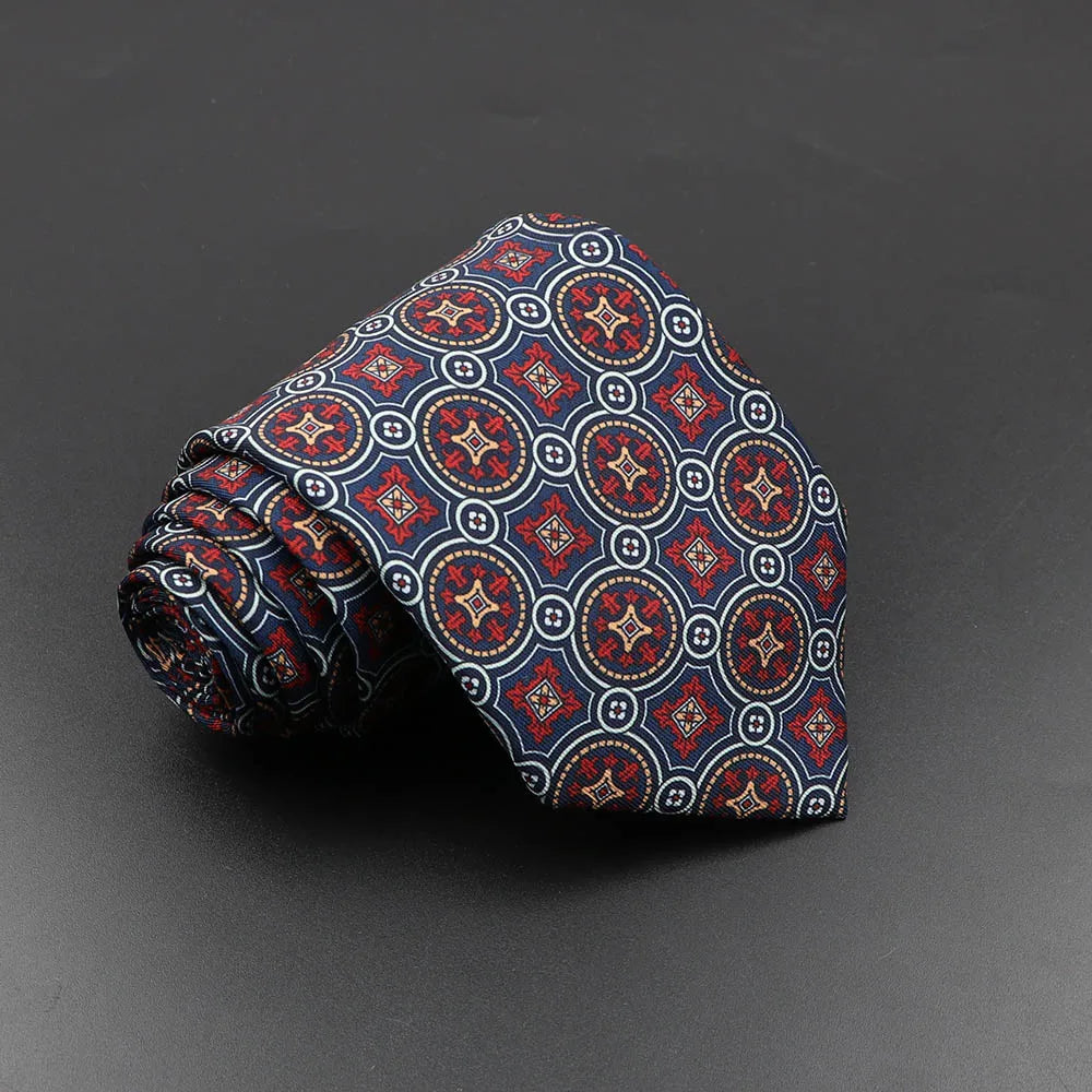 Men's 7.5cm Soft Silk Necktie – Floral & Dot Pattern Tie for Weddings, Business, Parties & Formal Wear