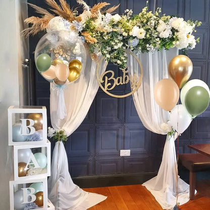 40PCS Sage Green Gold White Latex Confetti Balloons – Elegant Balloon Set for Baby Shower, Birthday, Wedding & Party Decorations