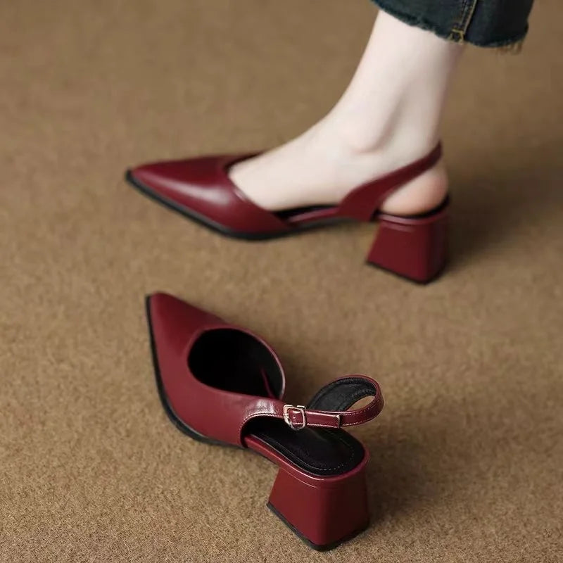 Zapatos de tacón de aguja con punta para mujer - Elegantes zapatos de vestir de tacón alto, mocasines sin cordones para oficina y fiesta