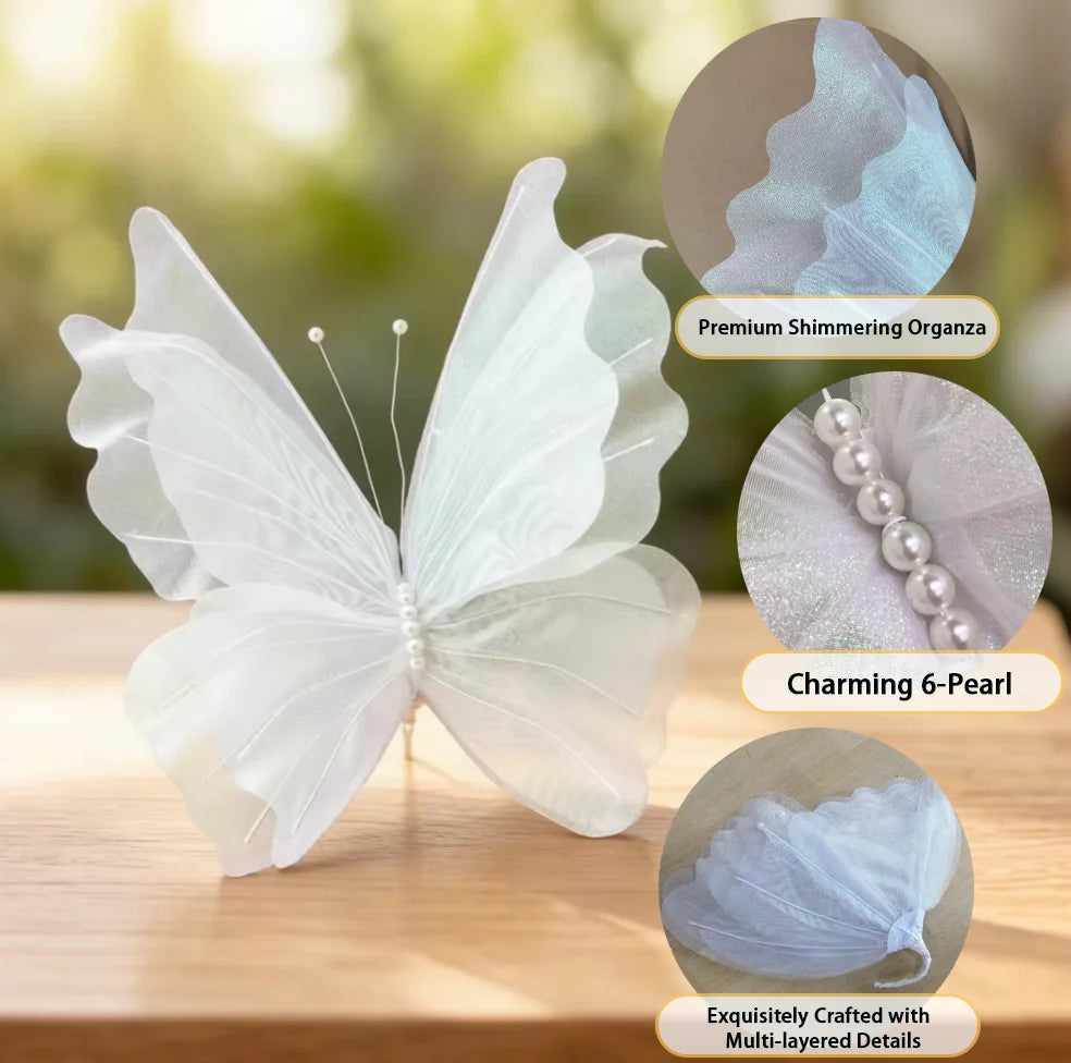 3D Gradient Silk Butterflies – Glitter Layered Butterfly Decorations for Weddings, Parties & Photo Props