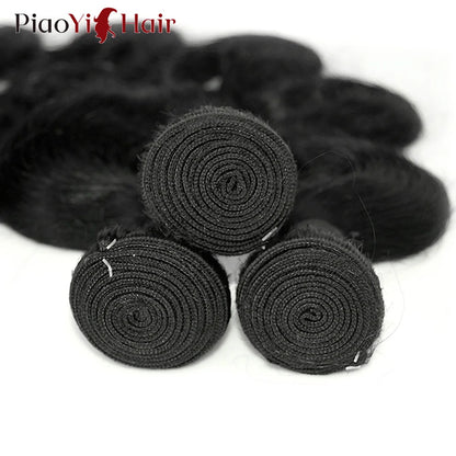 Body Wave Human Hair Bundles with 4x4/5x5 Lace Closure – 100% Raw Human Hair Weave Extensions | 2x6 Middle Part Lace Wig Set