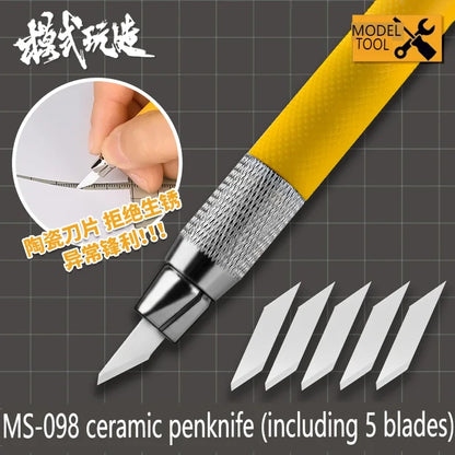 Juego de Herramientas de Tallado con Cuchillo Cerámico – Cuchillo de Precisión de 5 Cuchillas para Maquetismo, Manualidades y Trabajos de Detalle