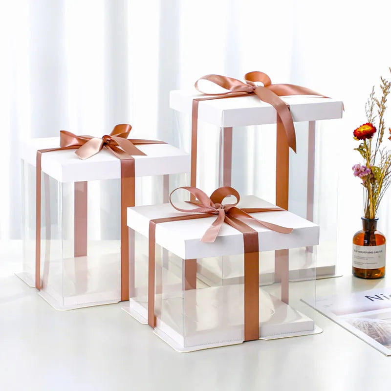 Boîte Cadeau Transparente pour Gâteaux, pour Boulangeries, Desserts, Mariages, Anniversaires et Emballages de Fête
