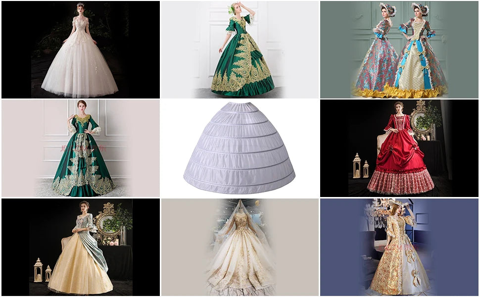 Enagua de boda de crinolina de 6 aros – Enagua larga blanca para vestido de baile, capa de soporte de falda de medio deslizamiento para vestido de novia, accesorios de boda para vestidos de princesa y vestidos formales