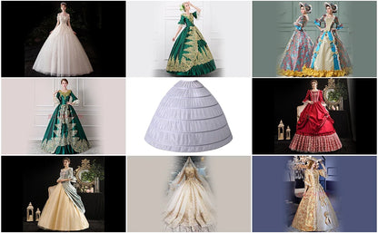Enagua de boda de crinolina de 6 aros – Enagua larga blanca para vestido de baile, capa de soporte de falda de medio deslizamiento para vestido de novia, accesorios de boda para vestidos de princesa y vestidos formales