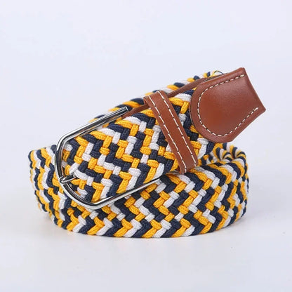 Ceinture élastique tressée unisexe en toile tissée, à boucle ardillon, pour jeans (107/120/130cm)