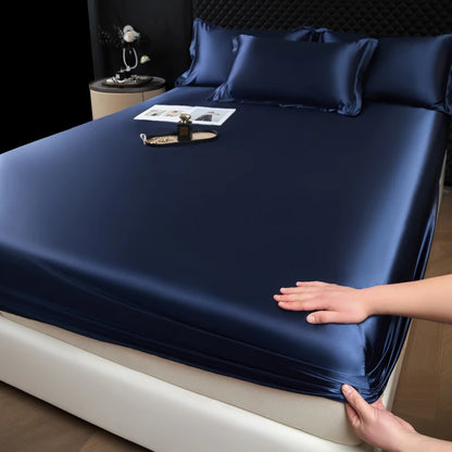 Rayon Satin Fitted Sheet – Soft Mattress Cover with Elastic Band for Single, Double, Queen & King Beds