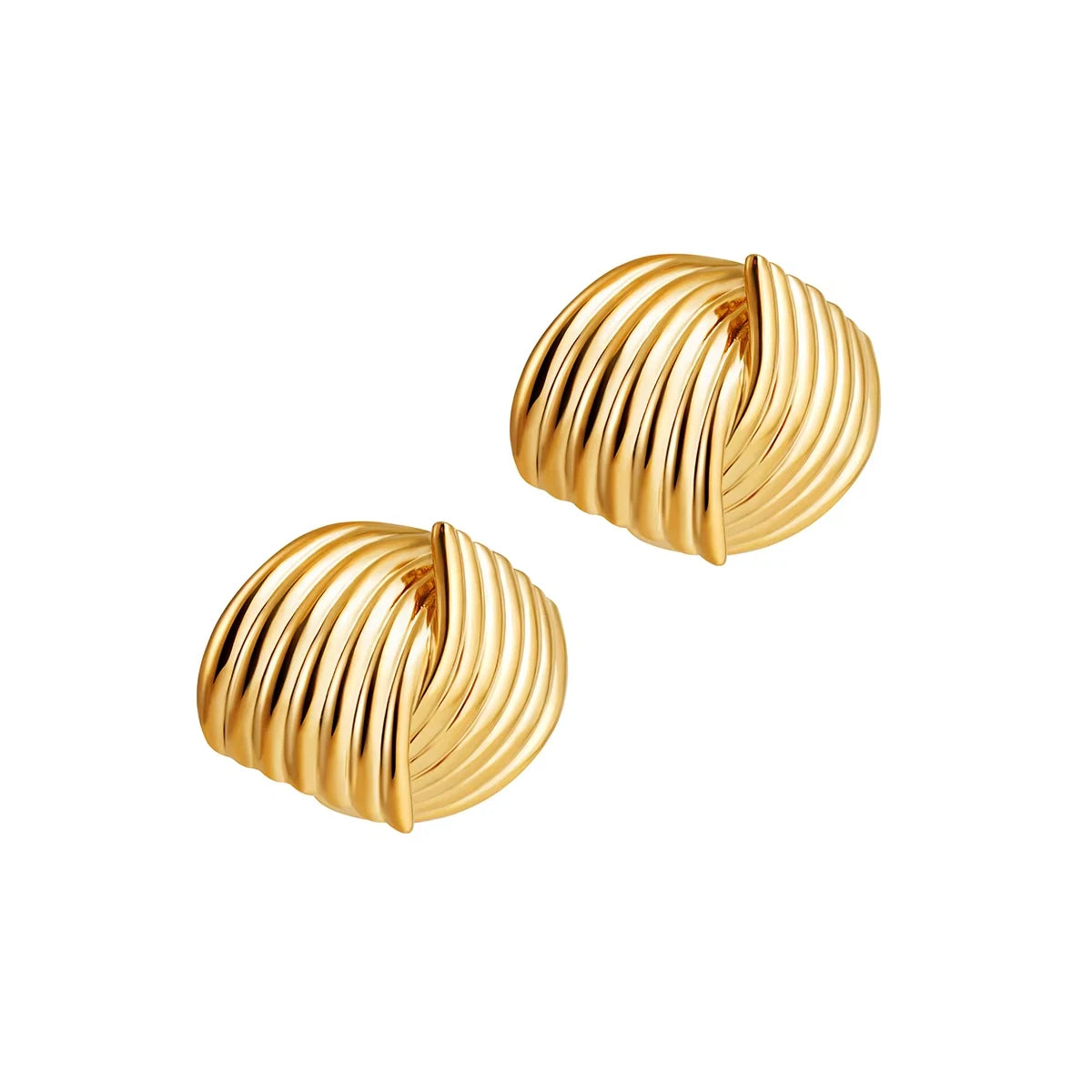 Pendientes de Moda Llamativos de Acero Inoxidable Chapado en Oro Círculo Geométrico Retorcido Vintage para Mujer