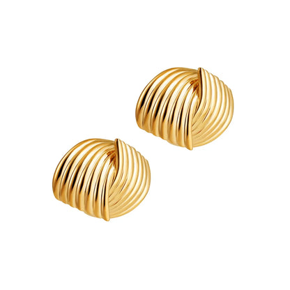 Pendientes de Moda Llamativos de Acero Inoxidable Chapado en Oro Círculo Geométrico Retorcido Vintage para Mujer