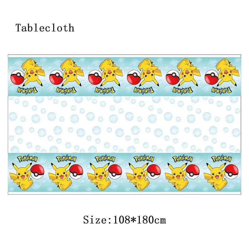 Pokémon Theme Birthday Party Decorations – Cartoon Pokémon Go Tableware Set (Cups, Plates & Pikachu Balloons) for Baby Shower & Party Favors