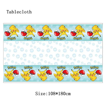 Pokémon Theme Birthday Party Decorations – Cartoon Pokémon Go Tableware Set (Cups, Plates & Pikachu Balloons) for Baby Shower & Party Favors