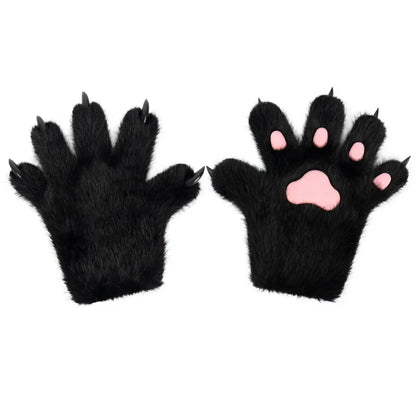 Furry Animal Paw Gloves for Teens & Adults – Plush Cat Paw Mittens for Anime Cosplay, Halloween, Lolita Fashion & Costume Accessories