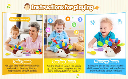 Jouet Hérisson Sensoriel Montessori – Jouet Éducatif pour le Développement de la Motricité Fine pour les Tout-Petits de 1 à 4 Ans