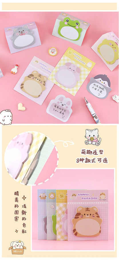 8 Packs Cartoon Animal Sticky Notes – Cute Shaped Memo Pads with Colorful Creative Designs for Office, School, Journaling & Stationery Use