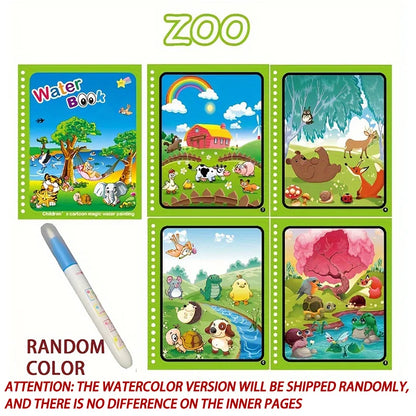 Magic Water Drawing Book – Reusable Montessori Coloring Book for Sensory Learning & Early Education