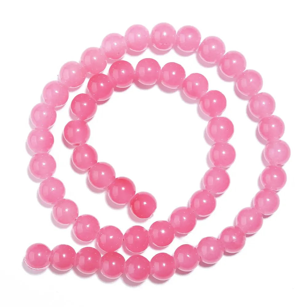 1 brin de perles de verre unies 6/8mm – Perles rondes intercalaires lâches pour la fabrication de bijoux DIY, bracelets faits main, colliers et accessoires d'artisanat