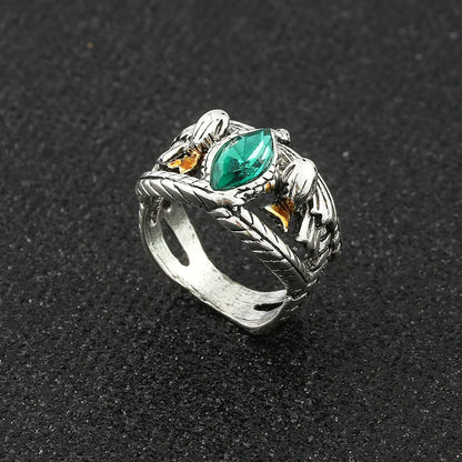 Ring of Barahir Inspired Green Crystal Ring – Vintage Gondor Fantasy Cosplay Ring for Men | Medieval Jewelry Gift