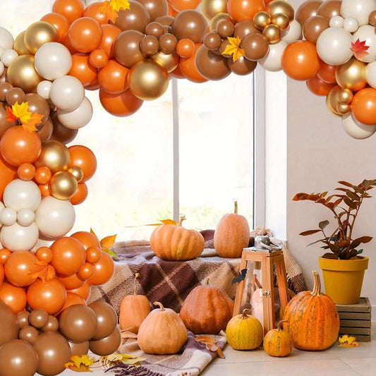 141PCS Autumn Thanksgiving Balloon Arch Set – Balloon Wreath Garland Decorations for Harvest Festival, Thanksgiving & Birthday Parties