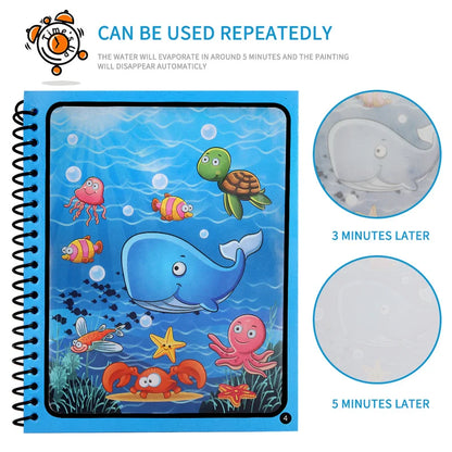 Magic Water Drawing Book – Reusable Montessori Coloring Book for Sensory Learning & Early Education