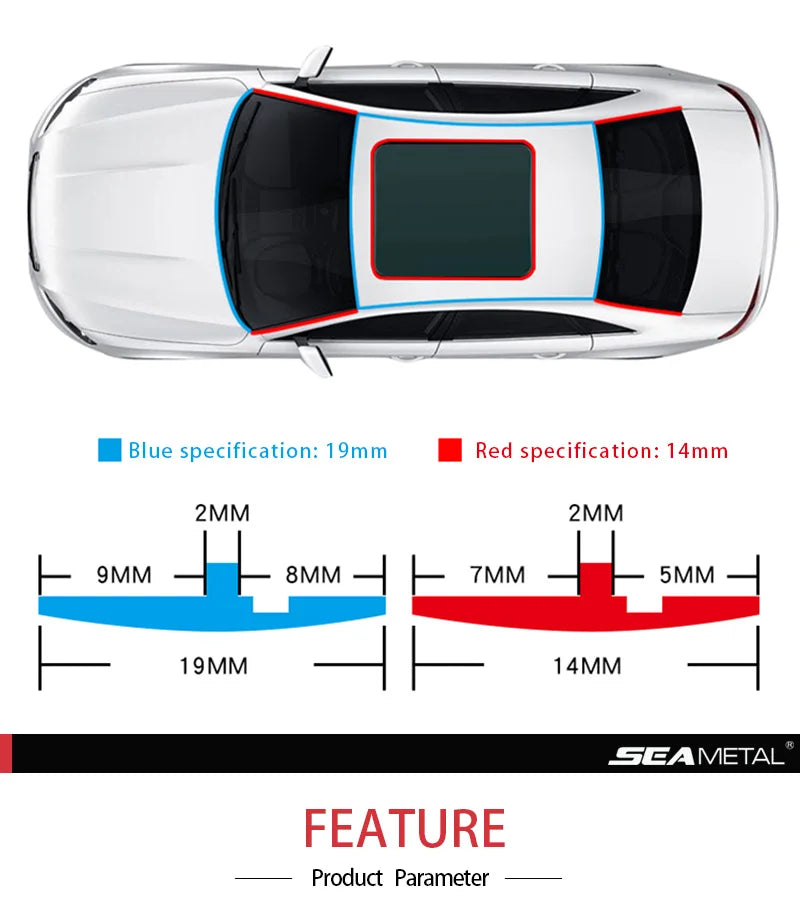 SEAMETAL Joint d'étanchéité en caoutchouc pour automobile – Bande d'étanchéité universelle pour porte de voiture, fenêtre, toit et pare-brise pour la réduction du bruit et la protection anti-collision.
