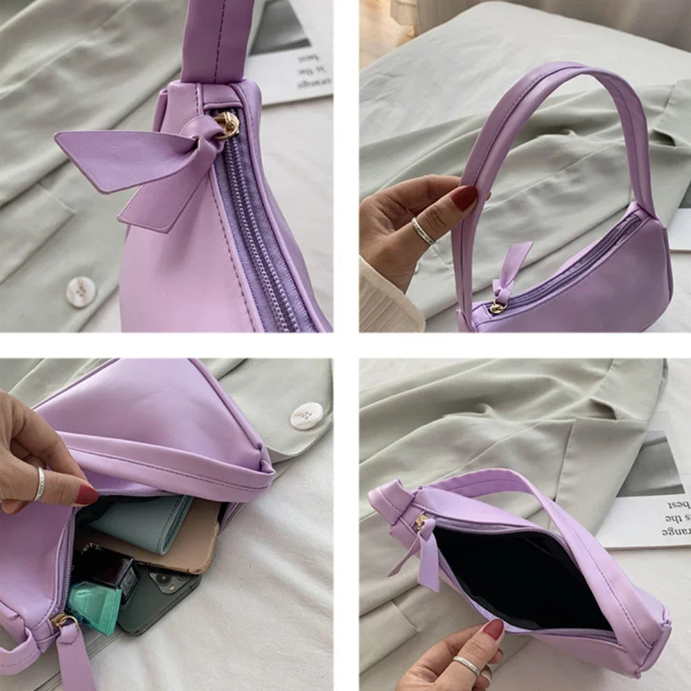 Bolso de hombro retro de piel sintética para mujer – Bolso de mano de moda con asa superior, monedero informal de color sólido para mujer