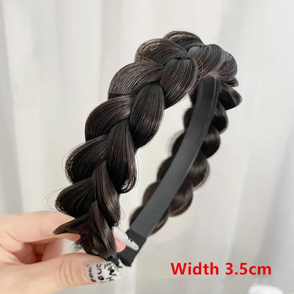 Diadema Bohemio Trenzado Sintético para Mujer Banda de Pelo Elástica para Fiestas y Cosplay
