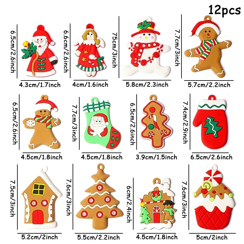 6/12PCS Gingerbread Man Christmas Pendants – DIY Xmas Tree & Gift Box Decorations for Holiday Scenes, New Year Gifts & Party Supplies