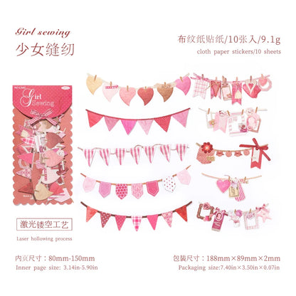 10PCS Creative Party Flag Stickers – DIY Pulling Stick Labels for Scrapbooking, Junk Journaling & Craft Decoration Supplies