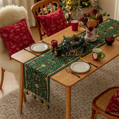 Christmas Snowflake Jacquard Table Runner – Winter Dining Table Cloth for Xmas, New Year, Rustic Home Decor & Holiday Gift