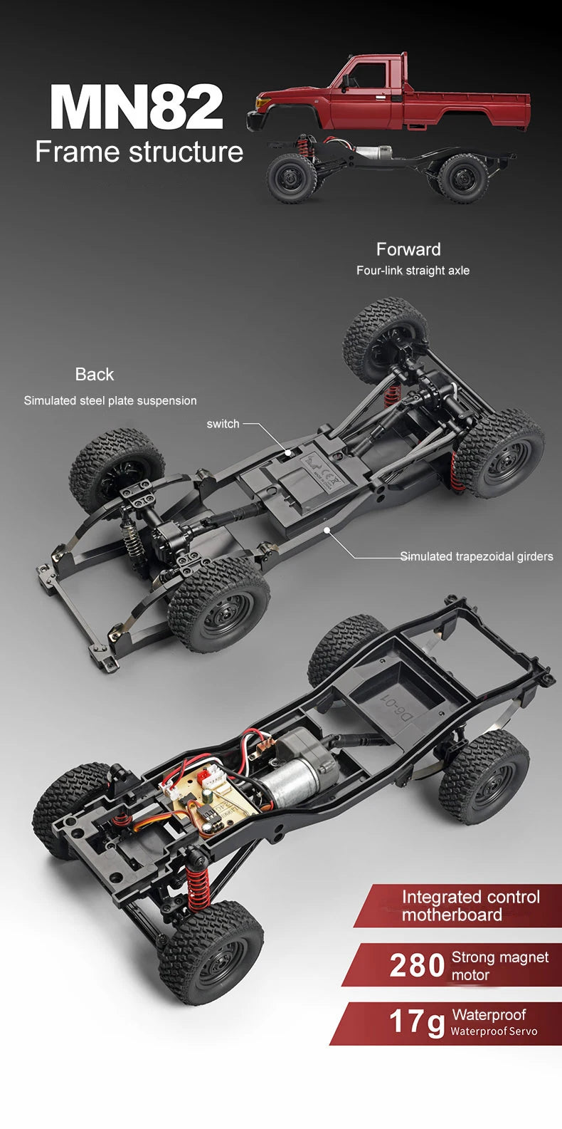 ZWN MN82 Camion Tout-Terrain RC 4x4 LC79 à l'Échelle 1:12 avec Lumières LED, Modèle de Simulation Complet pour Enfants et Adultes