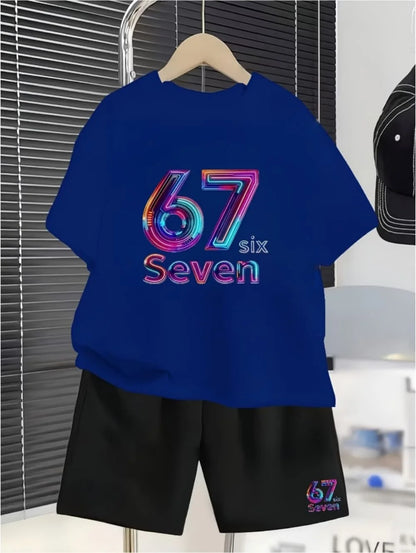 Conjunto de camiseta y pantalones cortos divertidos con gráficos para niños, atuendo informal de verano de 2 piezas para niños.