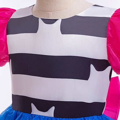 Kids Girls Cartoon Cat Princess Cosplay Dress – Puff Sleeve Bow Tulle Gown for Carnival, Halloween & Birthday Party Outfit