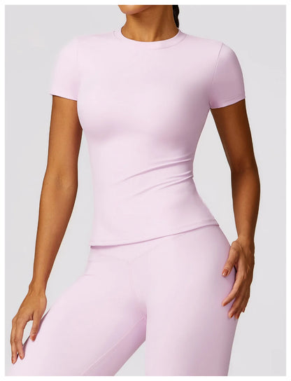 Camiseta de running NCLAGEN para mujer – Top deportivo transpirable de manga corta para gimnasio, yoga, fitness, entrenamiento y ropa deportiva