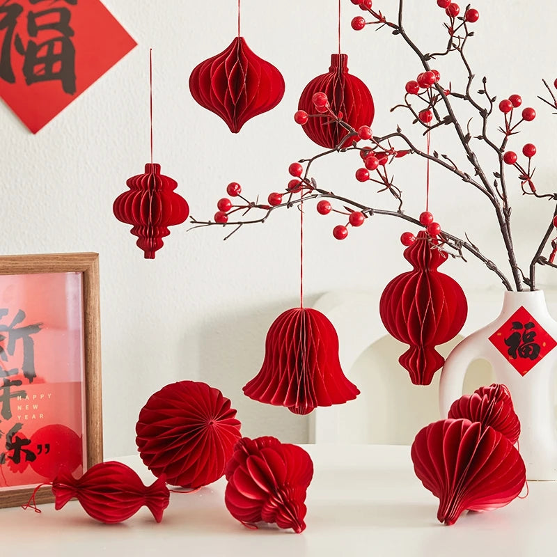 Chinese New Year 3D Hanging Ball Ornaments – Festive New Year Pendant Decorations for Wedding, Party, Tree & Home Decor