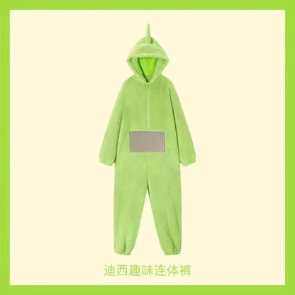 Teletubbies Inspired Adult Cosplay Pajamas – Tinky Winky / Laa-Laa / Po Soft Long Sleeve Onesie Costume (4 Colors)