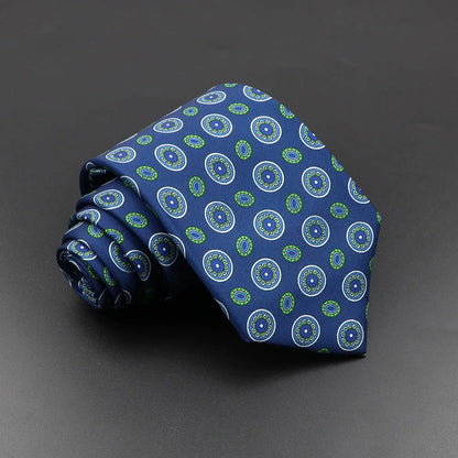 Men's 7.5cm Soft Silk Necktie – Floral & Dot Pattern Tie for Weddings, Business, Parties & Formal Wear