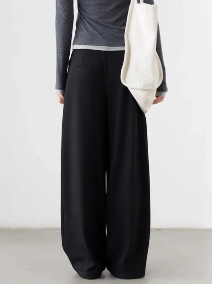 CHIC VEN Women's Solid Trousers – Casual Straight-Leg & Wide-Leg Suit Pants for Spring & Autumn