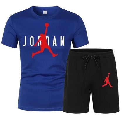 Men's Summer T-Shirt & Shorts Set – Printed Casual 2-Piece Sports Tracksuit for Jogging, Workout & Streetwear