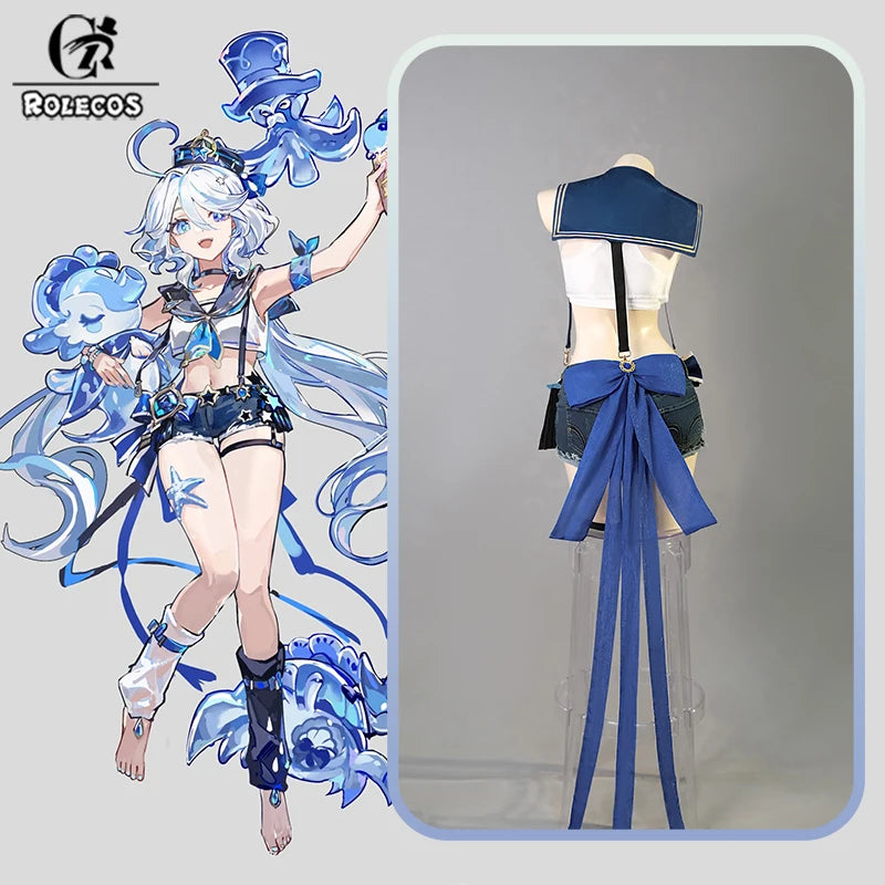 Genshin Impact Furina Cosplay Costume – Fanart Swimwear Swimsuit Outfit for Women, Halloween & Roleplay Costume Set