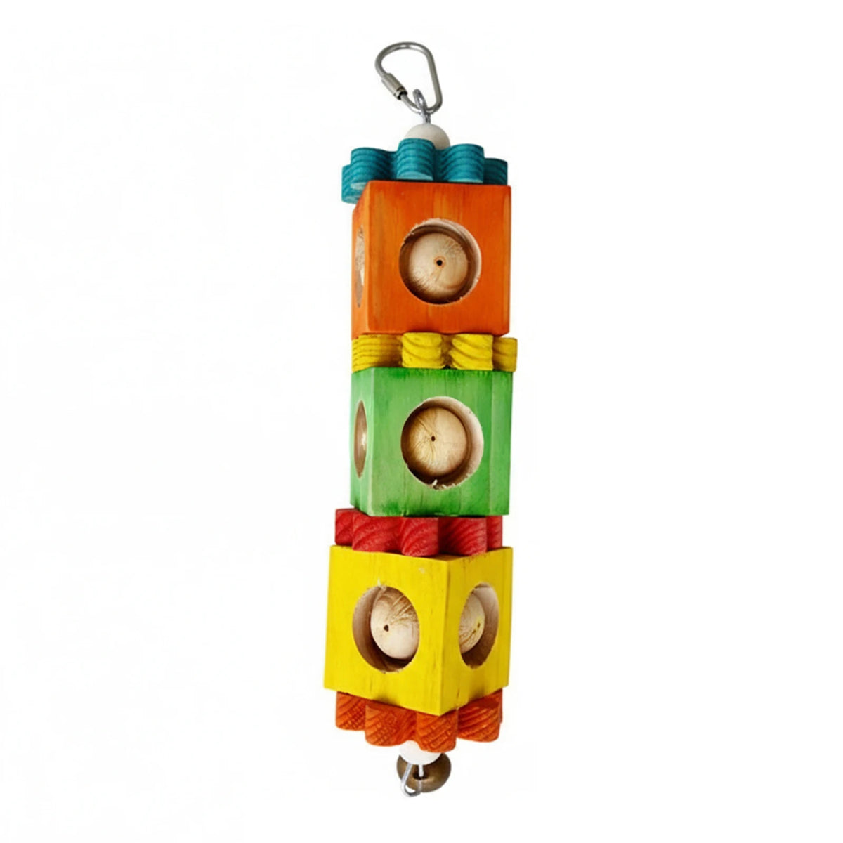 Colorful Wooden Parrot Chew Toys – Bite-Resistant Cage Enrichment Blocks & Interactive Puzzle Toys for Small Birds