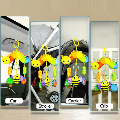Peluche de actividades "Bebé Arcoíris" – Juguete sensorial colgante para cochecito para 0-12 meses, juguete móvil para asiento de coche y cuna, juguete de viaje suave y educativo para el desarrollo y juego del recién nacido.